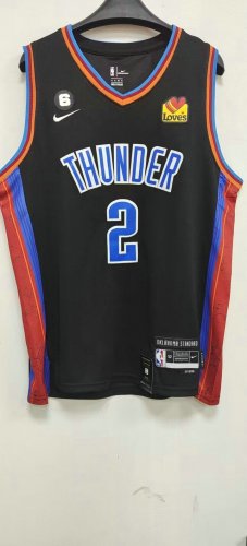 NBA 2 Gilgeous-Alexander OKC Thunder 22-23 city Maillot noir brodé